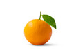 Oranges fruits with high vitamin C and green leaves, isolated on a white background with the clipping path.