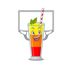 Poster - Caricature character of tequila sunrise cocktail succeed lift up a board