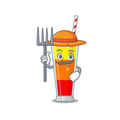 Sticker - Tequila sunrise cocktail mascot design working as a Farmer wearing a hat