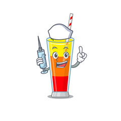 Sticker - Tequila sunrise cocktail humble nurse mascot design with a syringe