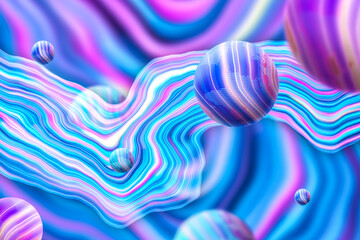 Poster - Fantasy color planet creative wallpaper, holographic metal foil texture background.