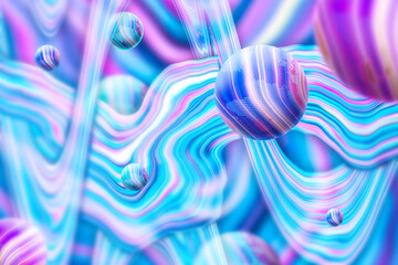 Poster - Fantasy color planet creative wallpaper, holographic metal foil texture background.