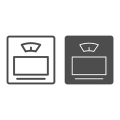 Poster - scales line and solid icon, measuring devices concept, bathroom digital scale sign on white backgrou