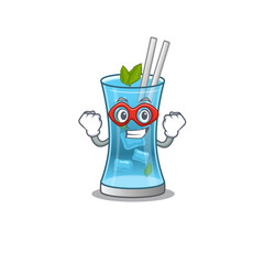 Sticker - A cartoon drawing of blue hawai cocktail in a Super hero character