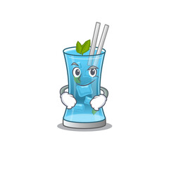 Poster - A cute arrogant caricature design of blue hawai cocktail having confident gesture