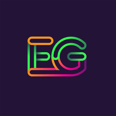 initial logo letter EG, linked outline rounded logo, colorful initial logo for business name and company identity.