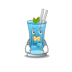 Canvas Print - Blue hawai cocktail cartoon character style having strange silent face