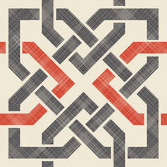 Fototapete - Abstract seamless striped geometric pattern on texture background in retro colors. Creative vector pattern for ceramic tile, wallpaper, linoleum, textile, web page background.