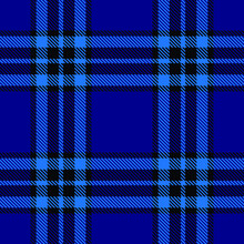 Tartan Plaid Seamless Pattern Blue Black Color Background. Flannel Shirts , Vector Illustration For Wallpapers, White Line Color Fabric , Scottish Cage .