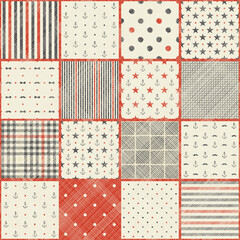 Fototapete - Seamless abstract pattern with patchwork in red and beige. Can be used for ceramic tile, wallpaper, linoleum, textile, invitation card, wrapping, web page background