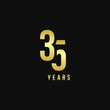 35 Years Anniversary Gold Number Vector Design