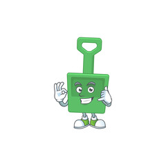 Sticker - cartoon picture of green sand bucket make a call gesture