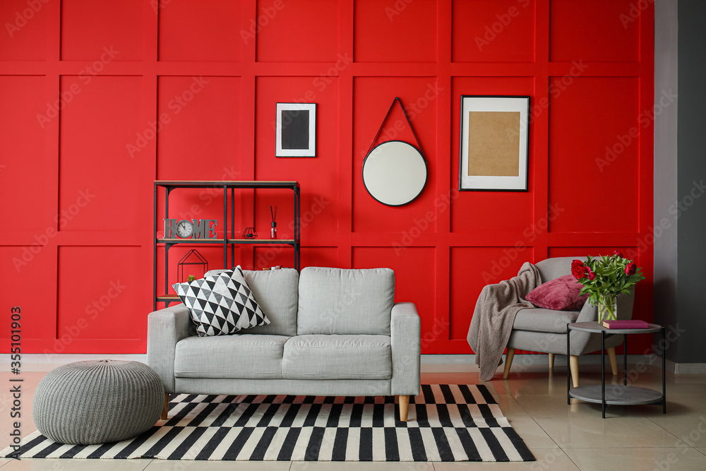 Interior of modern room with mirror