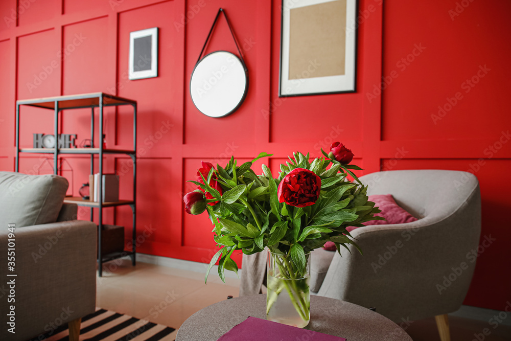 Interior of modern room with mirror