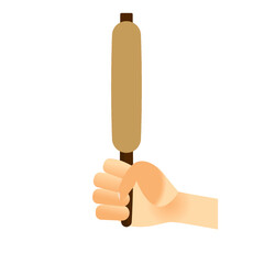 hand holding rolling pin