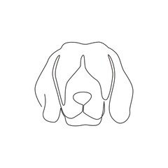 Poster - one continuous line drawing of simple cute beagle puppy dog head icon. mammals animal logo emblem ve