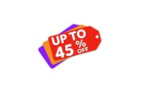 Red, Orange, And Purple Sale Price Tag Element Animates In, Advertising Up To 45% Off Sale. Isolated, On White, For Sale, Campaign, Price, Discount Advertising