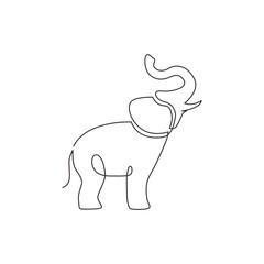 Poster - One continuous line drawing of big cute elephant company logo identity. African zoo animal icon concept. Modern single line vector graphic draw design illustration