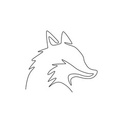 Poster - One continuous line drawing of cute fox business logo icon. Multinational company identity concept. Modern single line vector draw design graphic illustration