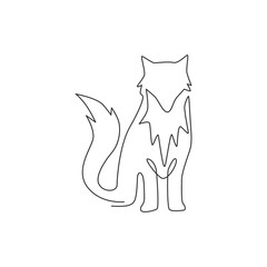 Poster - Single continuous line drawing of cute fox corporate logo identity. Mammals zoo animal icon concept. Dynamic one line vector draw design graphic illustration