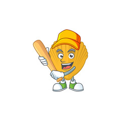 Poster - cartoon design concept of yellow clamp playing baseball with stick