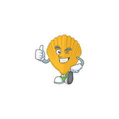 Poster - Caricature picture of yellow clamp with Thumbs up finger