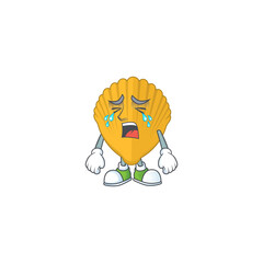 Sticker - A crying yellow clamp cartoon character drawing concept