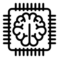 Poster - brain communication processor icon. outline brain communication processor vector icon for web design