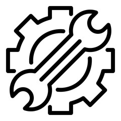 Poster - Gear wrench engineer icon. Outline gear wrench engineer vector icon for web design isolated on white background