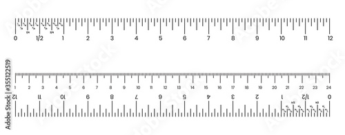 Fotografía Ruler inch , centimeter and millimeter scale with numbers for apps or websites
