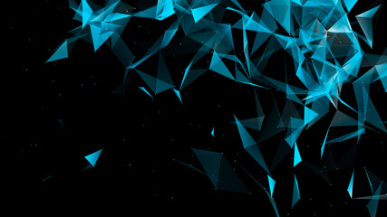 abstract polygonal space with dots and lines. connection science background. triangular business wal