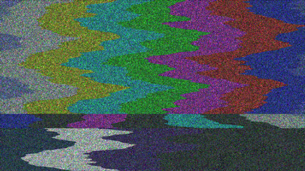 Wall Mural - glitch noise distortion of broken video image background, vhs effect, glitch digital color pixel noi