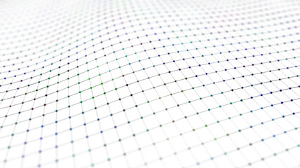 Poster - abstract dynamic wave of points and lines. perspective grid. big data. network of particles. digital