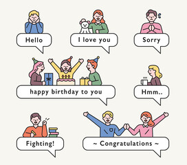 Wall Mural - mobile messages and cute decoration icons. flat design style minimal vector illustration.