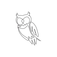 Poster - One single line drawing of elegant owl bird for company logo identity. Symbol of education, wisdom, wise, school, smart, knowledge icon concept. Continuous line draw design vector graphic illustration