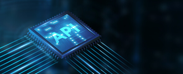 API - Application Programming Interface. Software development tool. Business, modern technology, internet and networking concept.