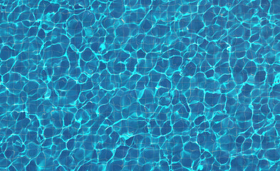 ripple water in swimming pool with sun reflections. top view, 3d illustration
