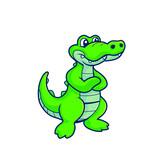 Fototapeta Dinusie - green cartoon crocodile standing. it can be used as logo or mascot