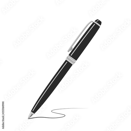 Cuadros en Lienzo Black writing metal pen icon placed on white background