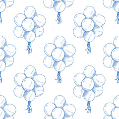 Wall Mural - Seamless pattern. Different balloons. Inflatable balls on a string. Vector illustration