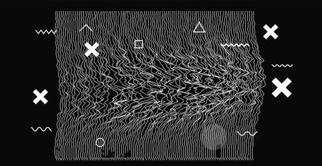 Poster - Generative art and data visualization of Simplex or Perlin noise function. Abstract glitched background with geometric composition. Futuristic sci-fi illustration.