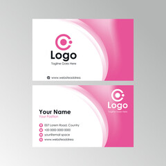 Fototapete - abstract smooth pink curve business card design, professional name card template vector