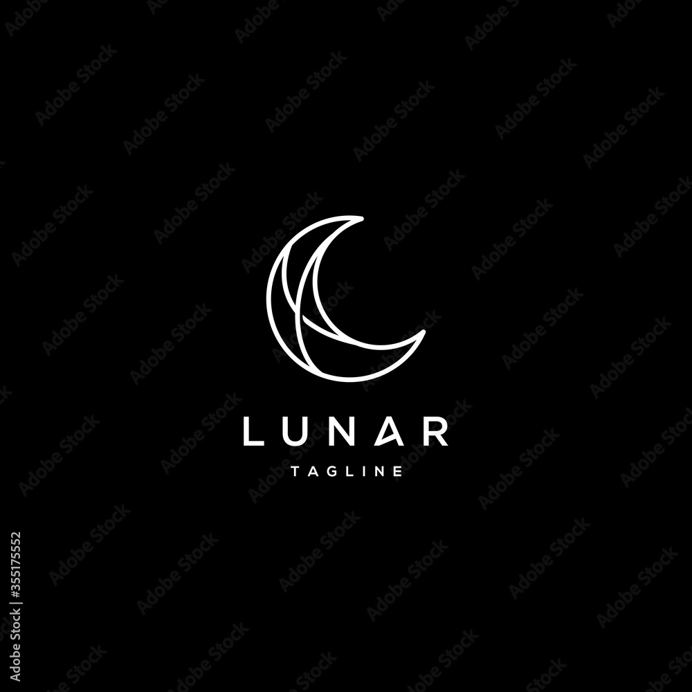 elegant crescent moon and star logo design line icon vector in luxury style outline linear - obrazy, fototapety, plakaty 