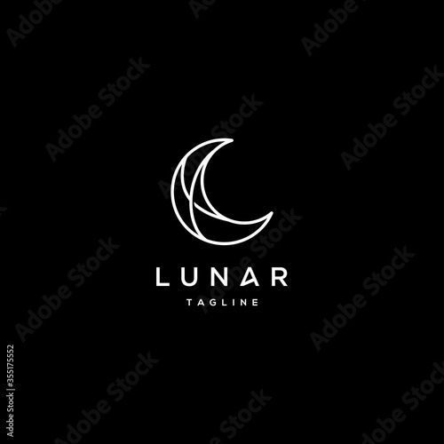 Cuadros en Lienzo elegant crescent moon and star logo design line icon vector in luxury style outl