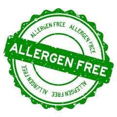 Poster - Grunge green allergen free word round rubber seal stamp on white background