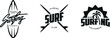 © dosunets - Set of vintage surfing graphics, logos, labels and emblems. Surf t-shirt design.