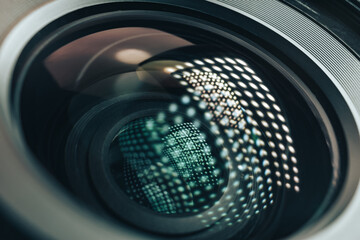 Aufkleber - Beautiful camera lens with light reflection Background pattern for design.