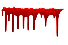 Flowing Red Blood. Dripping Blood Isolated On White Background.