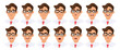 © Illusart - Set of male character's different facial expression. Collection of young man's various emotions or emoji. Collage of human emotional feelings or mood. Cartoon style vector illustration.