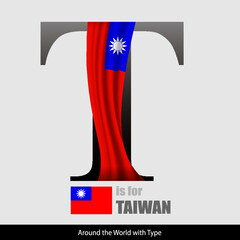 Wall Mural - Vector Letter T is for Taiwan flag. Design Matches Letters Of The Alphabet With Name list of country worldwide